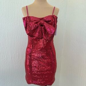 Ronny Kobo Pink Sequin Bow Dress